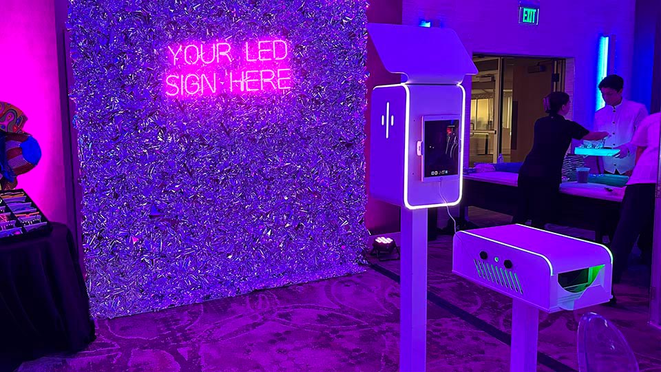 orlando mylar crinkle wall with LED sign